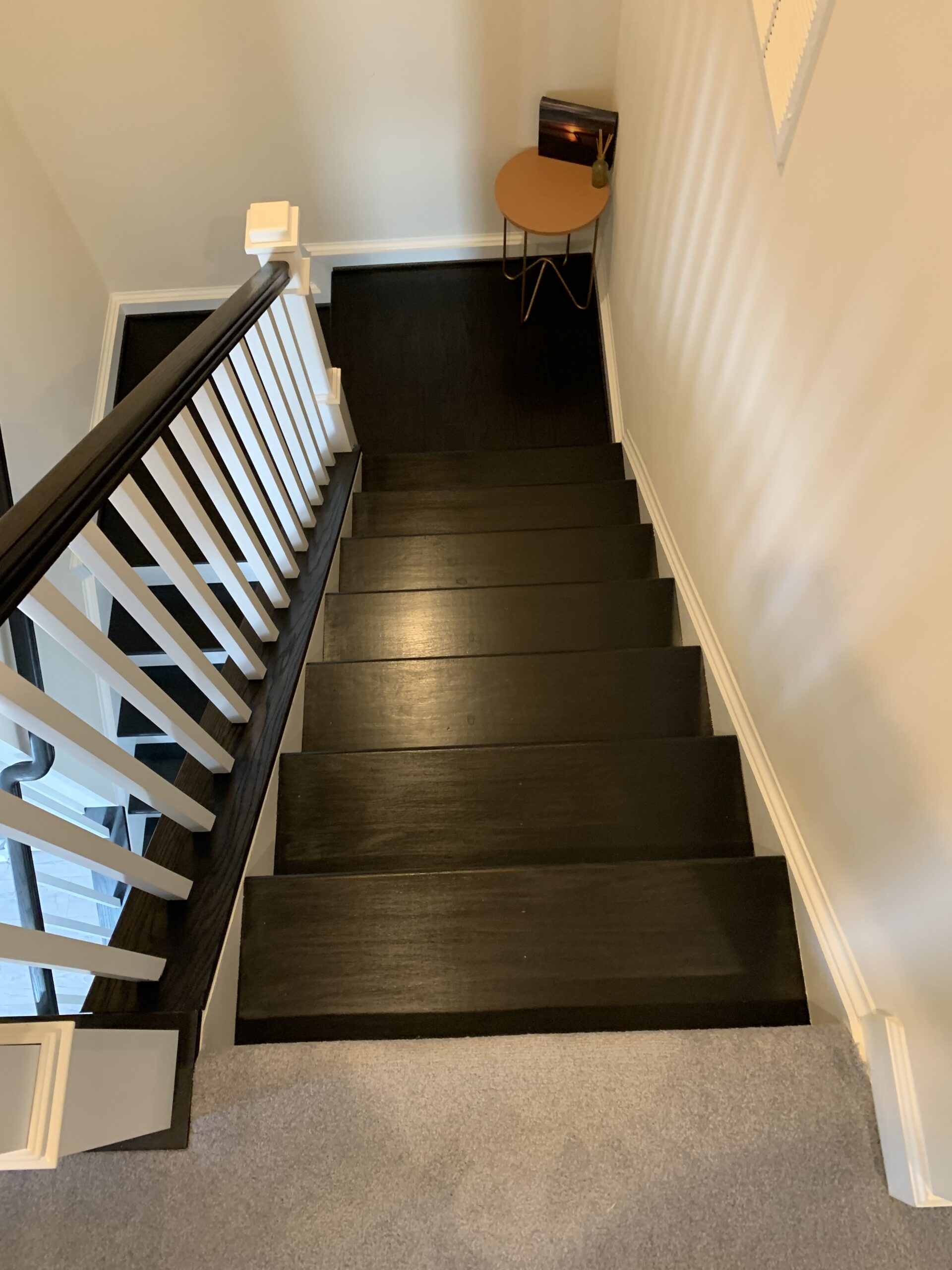 Newly remodeled staircase in a Timonium home